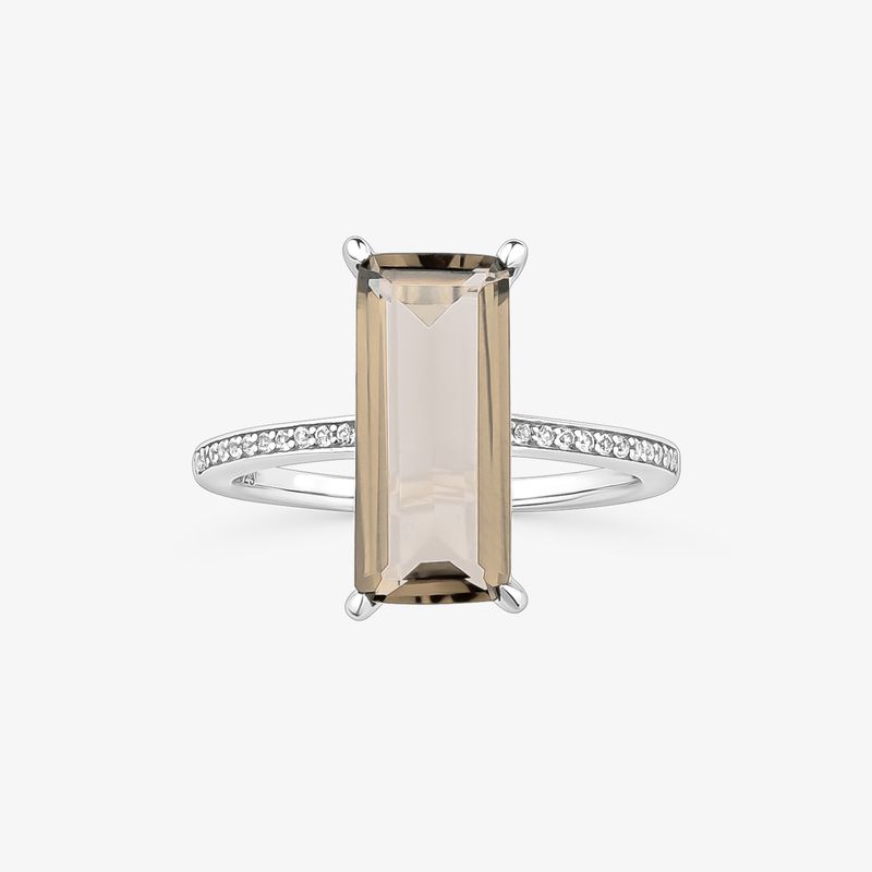 Anel com Quartzo Fumê e Safira em Prata 925