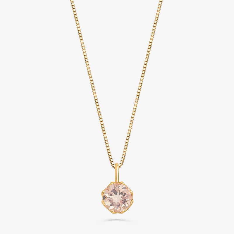 Pingente com Quartzo Rosa em Ouro Amarelo 18k