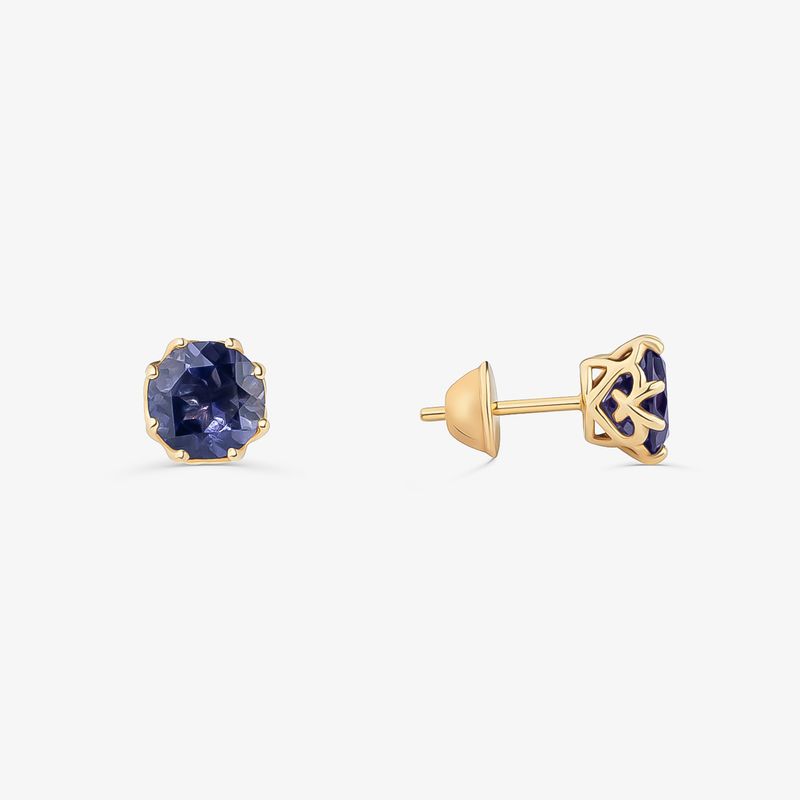Brinco Stud Love by Monte Carlo em Ouro Amarelo 18k com Iolita