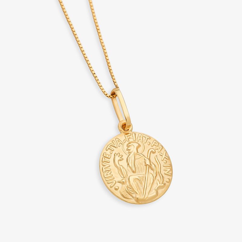 Pingente Medalha São Bento em Ouro Amarelo 18k