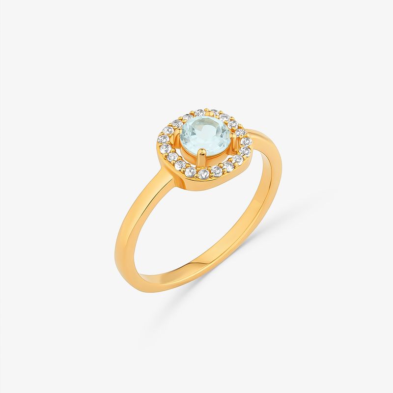 Anel com Topázio Azul e Topázio em Prata 925 com Banho de Ouro Amarelo 18k