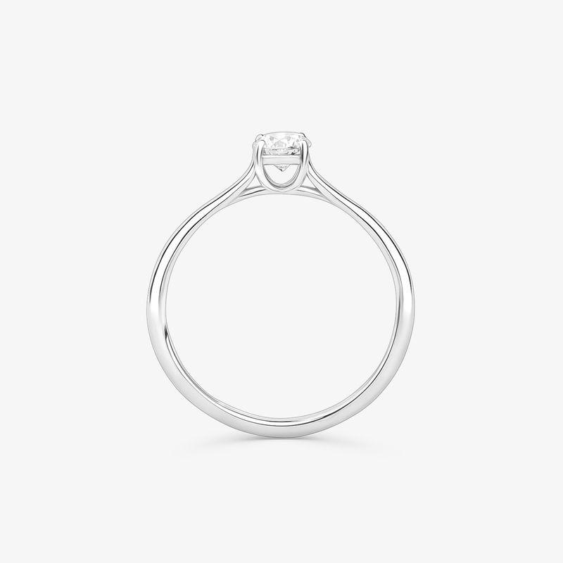 Anel Solitário em Ouro Branco 18k com 30 Pontos de Diamantes