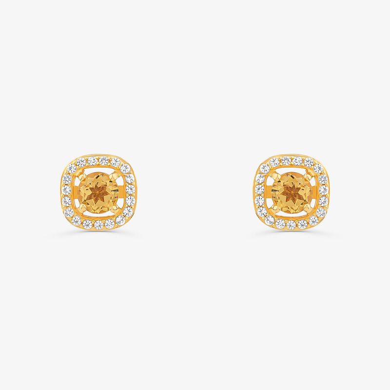 Brinco com Citrino e Topázio em Prata 925 com Banho de Ouro Amarelo 18k