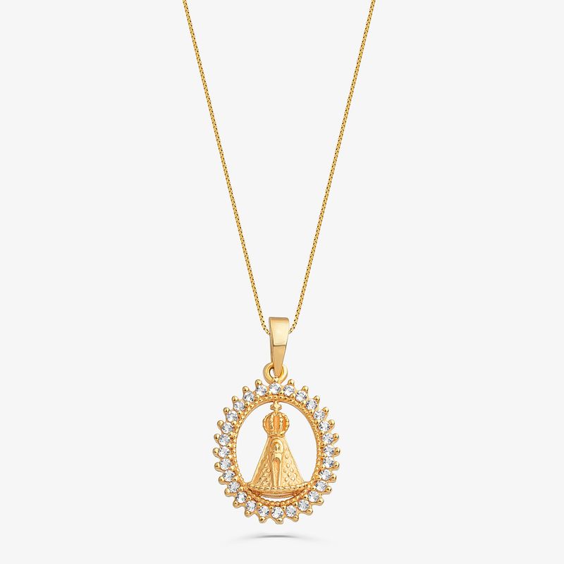 Pingente N. S. Aparecida em Prata 925 com banho de Ouro amarelo 18k