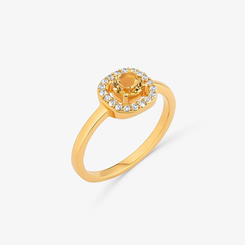 Anel com Citrino e Topázio em Prata 925 com Banho de Ouro Amarelo 18k
