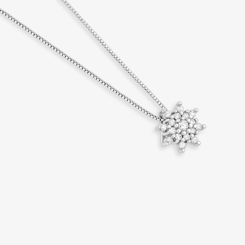 Pingente Florence em Ouro Branco 18k com 14 Pontos de Diamantes