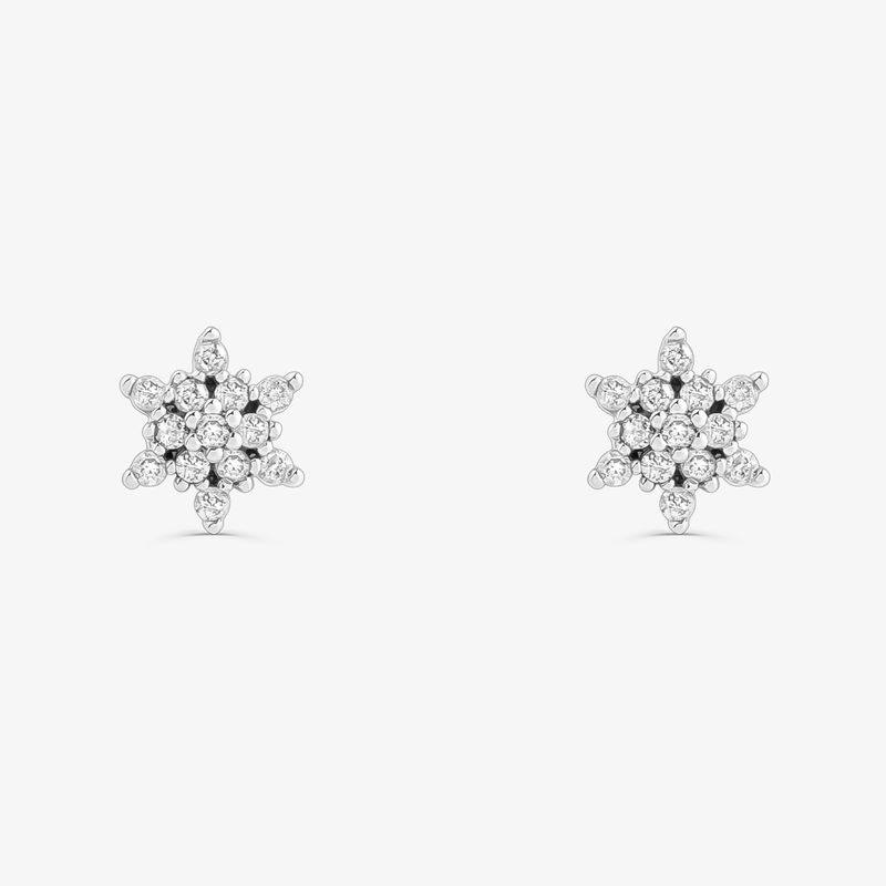 Brinco Stud com Diamantes em Ouro Branco 18k