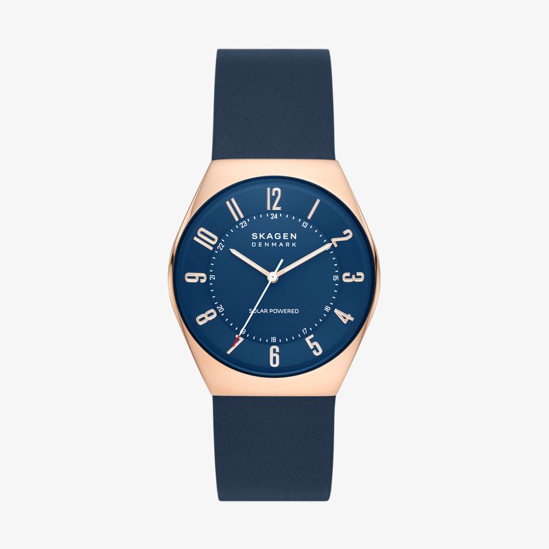 Relógio Skagen Energia Solar em Couro Azul e Aço Rosé SKW6834B1