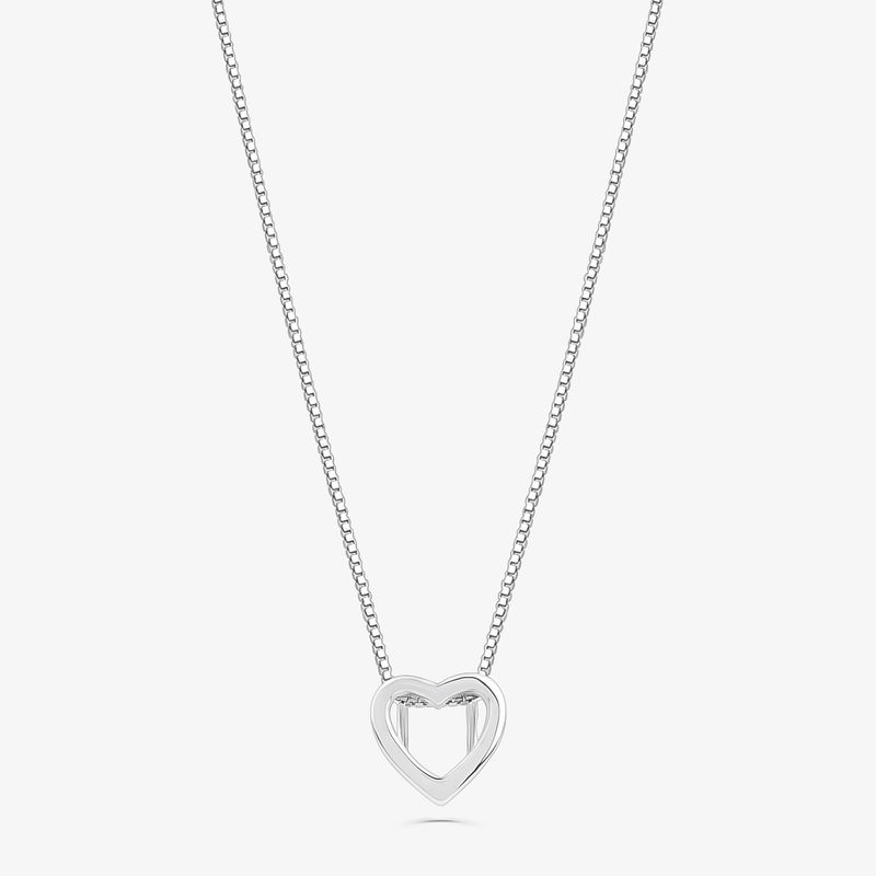 Pingente Coração em Ouro Branco 18k