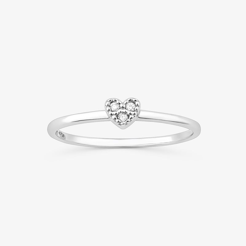 Anel Coração com Diamante em Ouro Branco 18k