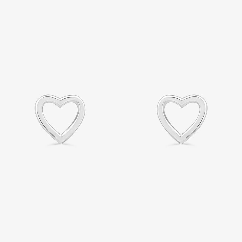 Brinco Coração em Ouro Branco 18k