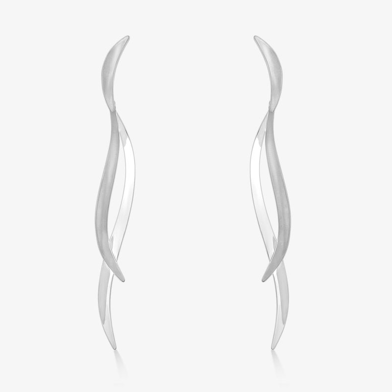 Brinco Orgânico Ondas em Ouro Branco 18k