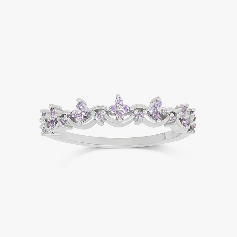 Anel com Zircônia Lilás em Prata 925