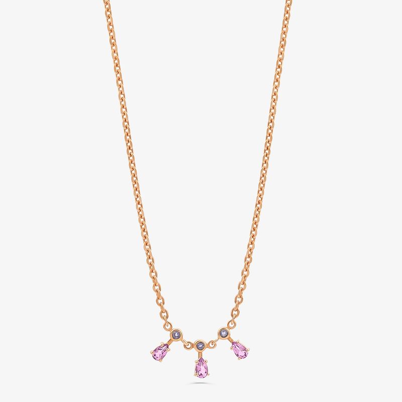 Colar com Ametista Rose de France e Iolita em Prata 925 com Banho de Ouro Rosé 18k