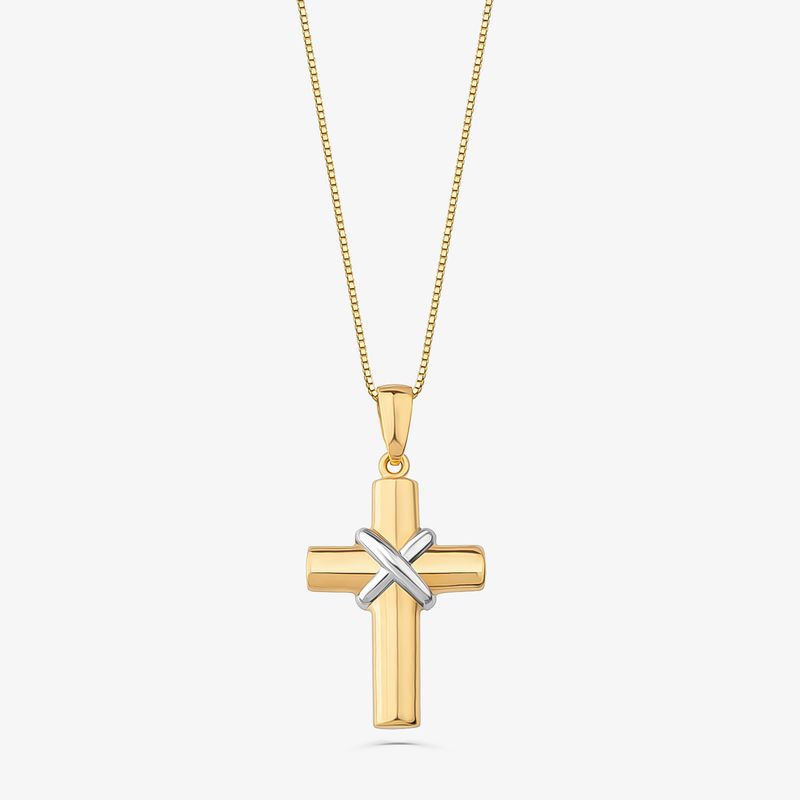 Pingente Crucifixo em Prata 925 com banho de Ouro Amarelo 18k