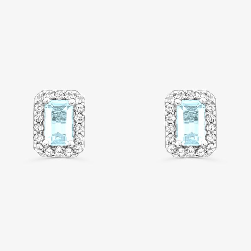 Brinco Retangular com Topázio Azul e Topázio em Prata 925