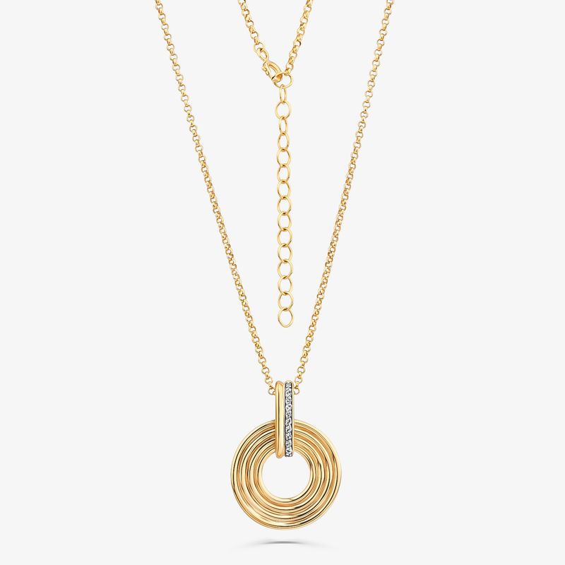 Colar Circular Linhas com Topázio em Prata 925 com Banho de Ouro Amarelo 18k