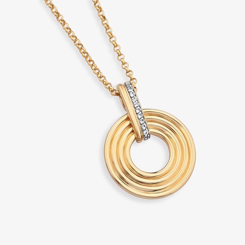 Colar Circular Linhas com Topázio em Prata 925 com Banho de Ouro Amarelo 18k