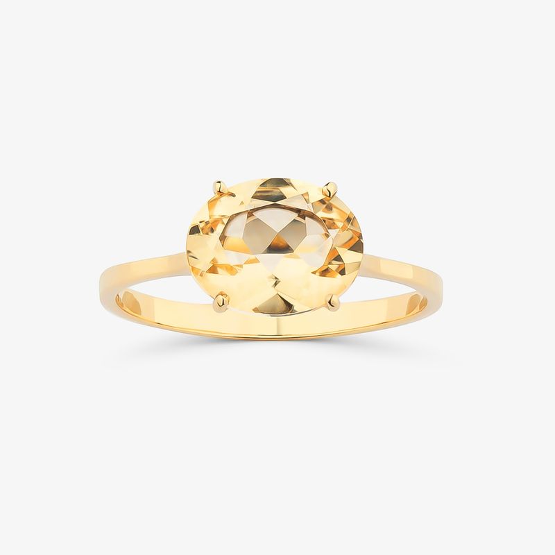 Anel com Citrino em Ouro Amarelo 18k