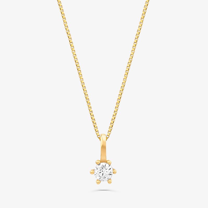 Pingente Solitário com 10 Pontos de Diamantes em Ouro Amarelo 18k