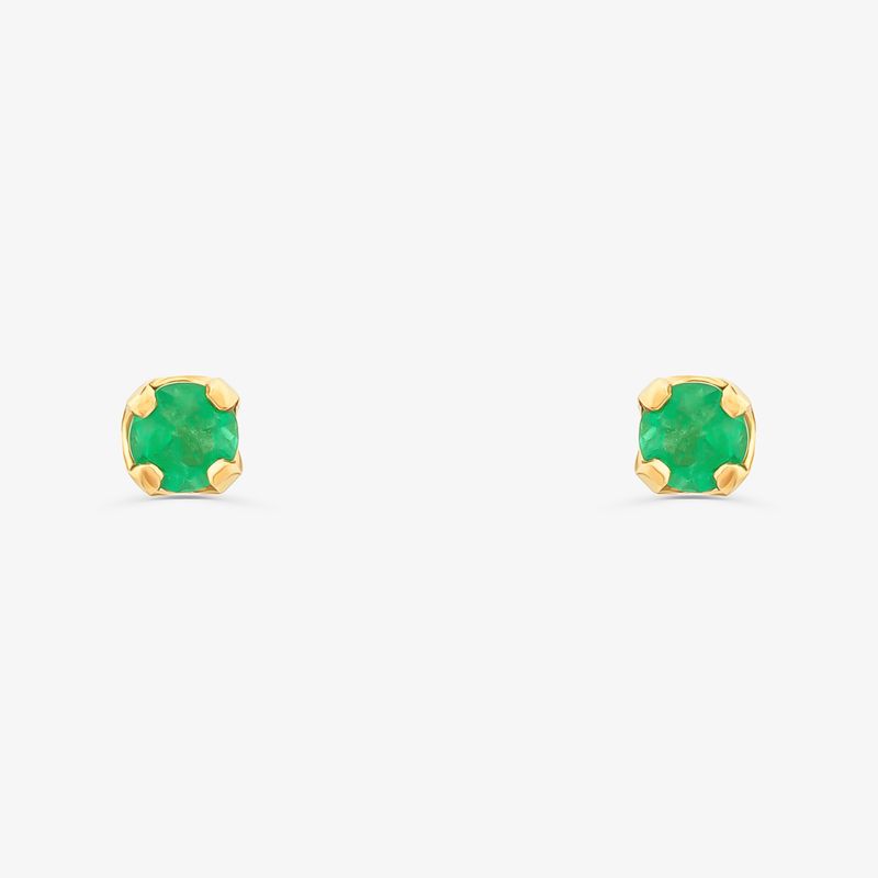 Brinco Infantil com Esmeralda em Ouro Amarelo 18k