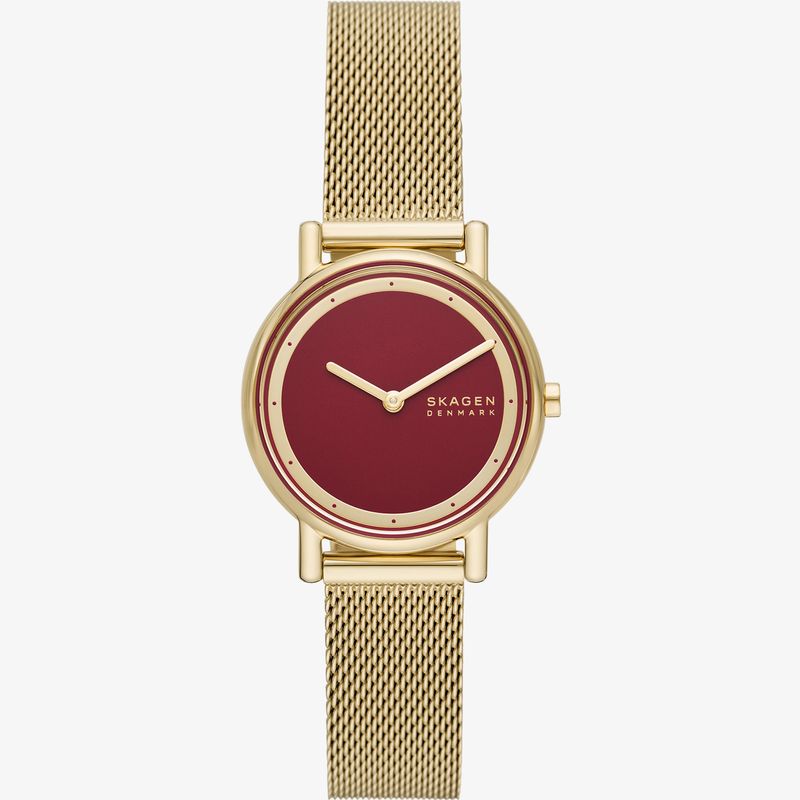 Relógio Skagen Feminino em Aço Dourado e Mostrador Vinho SKW3117B1