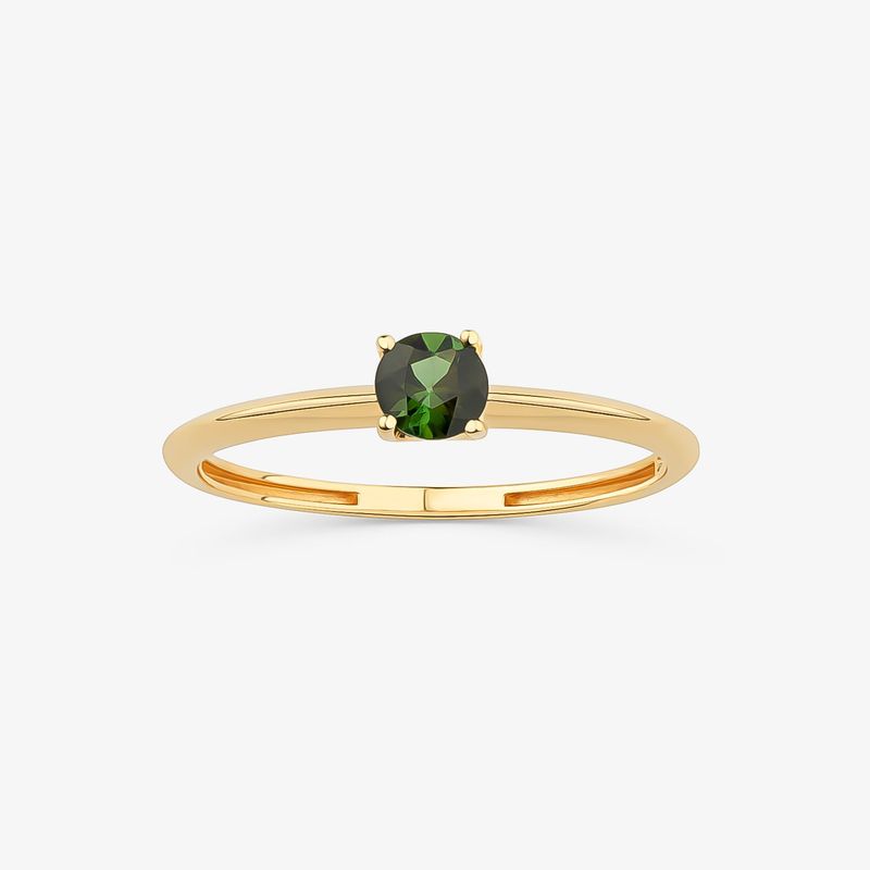 Anel com Turmalina Verde, em Ouro Amarelo 18K