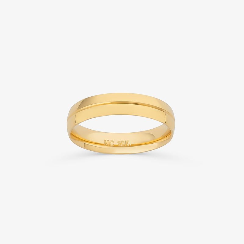 Aliança Anatômica com Friso em Ouro Amarelo 18k – 4,5 mm