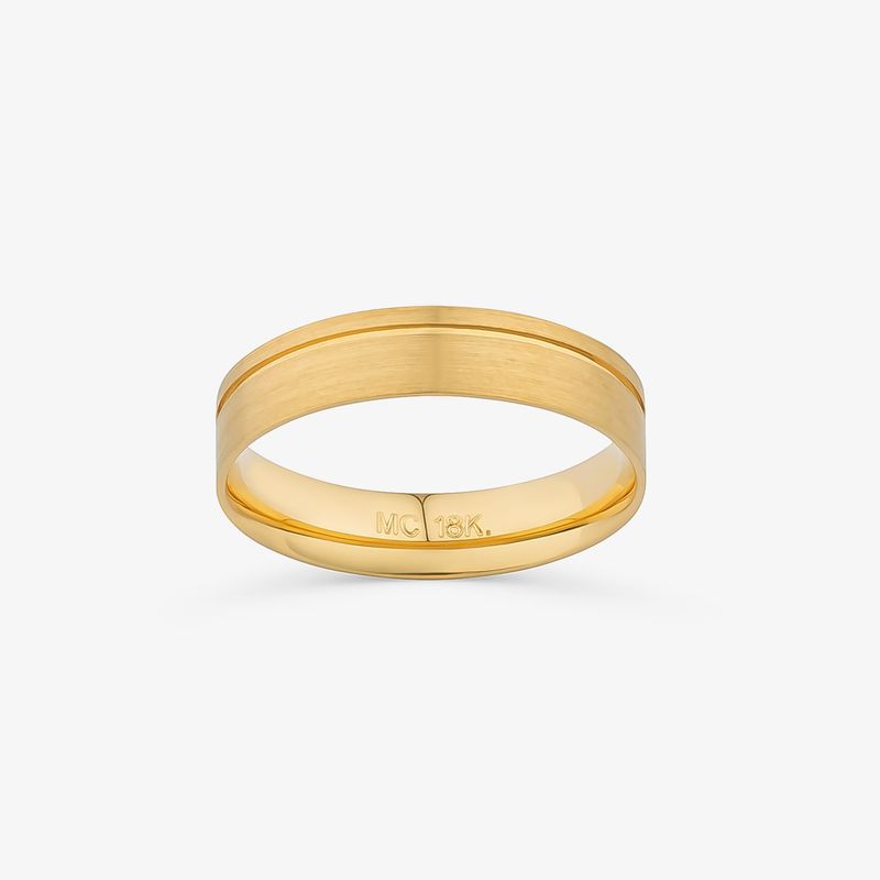 Aliança Anatômica com Friso em Ouro Amarelo 18k – 4,5 mm