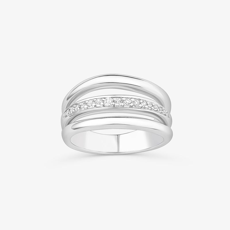 Anel Triplo Orgânico com Topázio em Prata 925