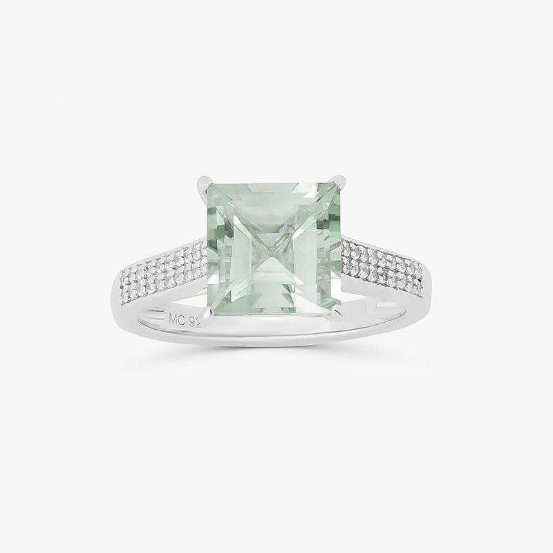 Anel com Prasiolita e Safira em Prata 925