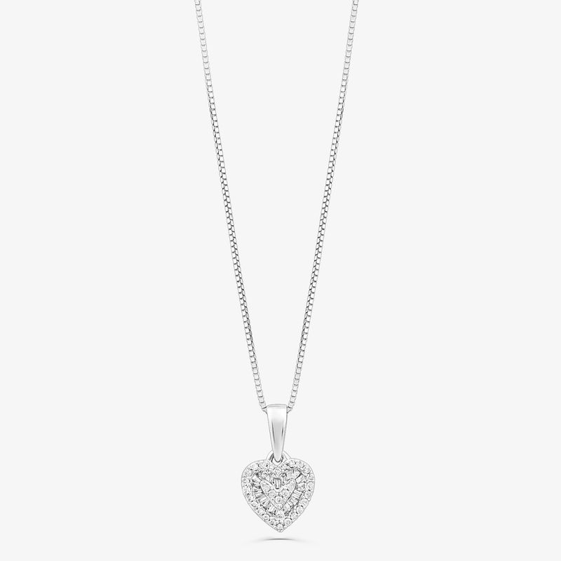 Pingente de Coração com Diamantes em Ouro Branco 18k