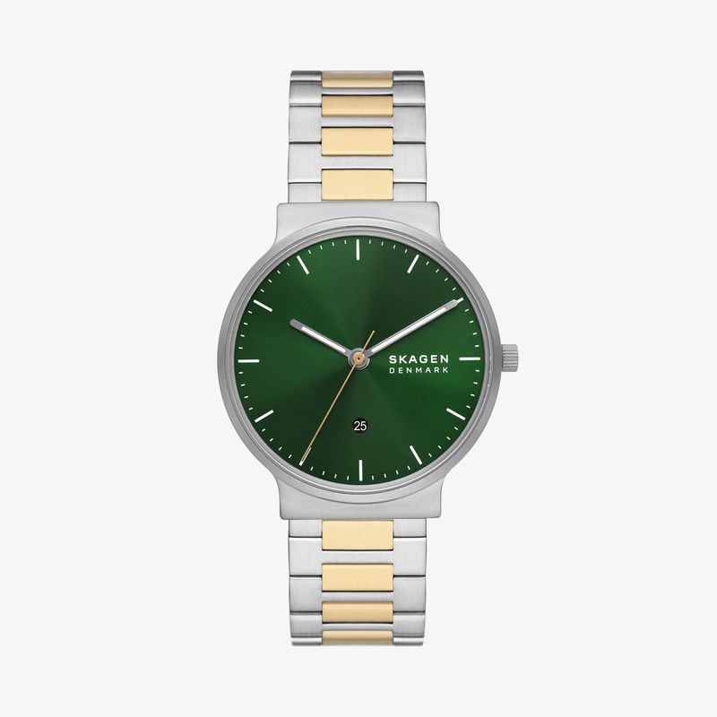 Relógio Skagen Ancher Maculino em Aço Bicolor e Mostrador Verde SKW6859B1