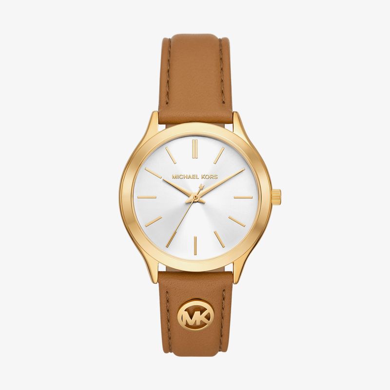 Relógio Michael Kors Feminino Slim Runway em Couro Caramelo MK7465/0DN