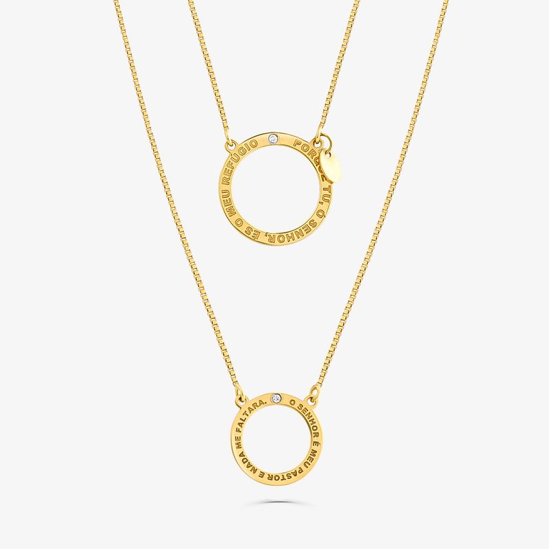 Escapulário Salmos com Diamante em Ouro Amarelo 18k