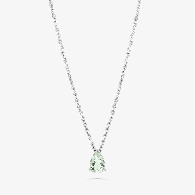 Colar Gota com Prasiolita e Safira em Prata 925