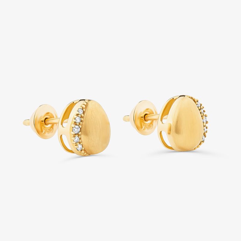 Brinco Orgânico Energia em Ouro Amarelo 18k com 5 Pontos de Diamantes