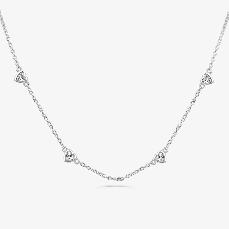 Colar Coração Cravejado Cravejado em Prata 925