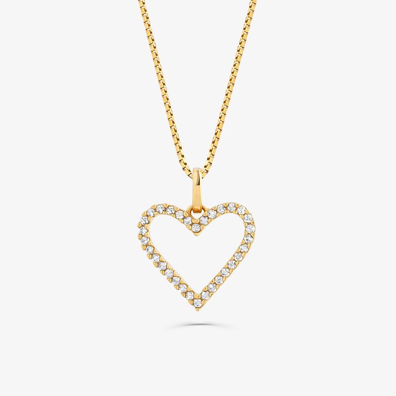 Pingente de Coração com Diamantes em Ouro Amarelo 18k