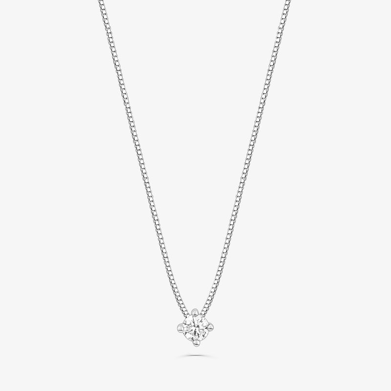 Colar Solitário com 20 Pontos de Diamantes em Ouro Branco 18k