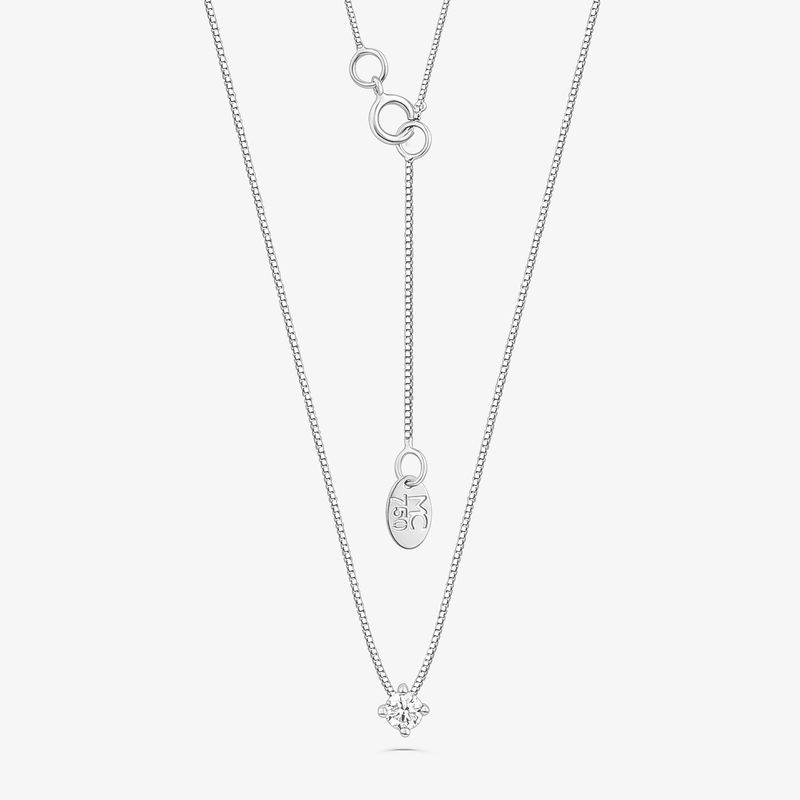 Colar Solitário Forever em Ouro Branco 18k com 20 Pontos de Diamantes - 47cm