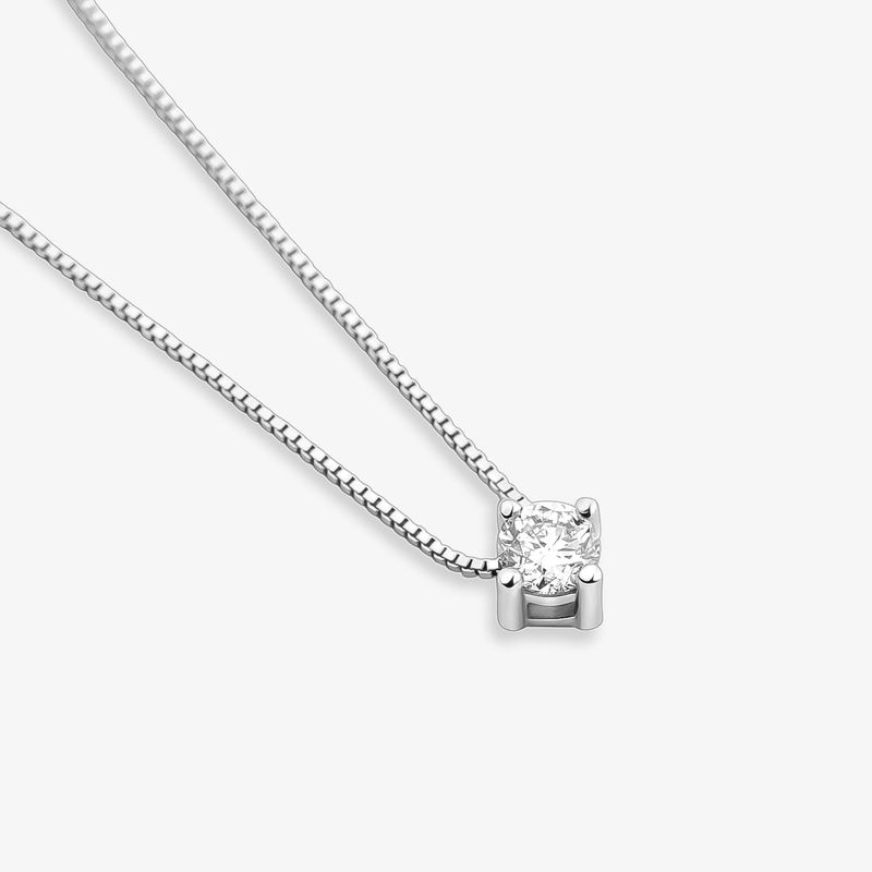 Colar Solitário Forever em Ouro Branco 18k com 20 Pontos de Diamantes - 47cm