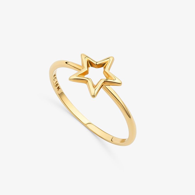 Anel Estrela Vazada Unique em Ouro Amarelo 18k