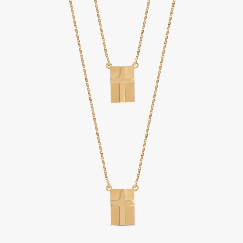 Escapulário Cruz em Ouro Amarelo 18k
