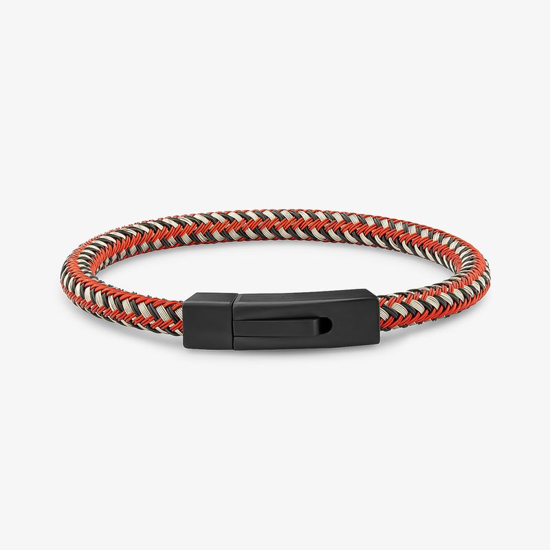Pulseira Masculina Vermelha Maleável em Aço Preto – 21 cm