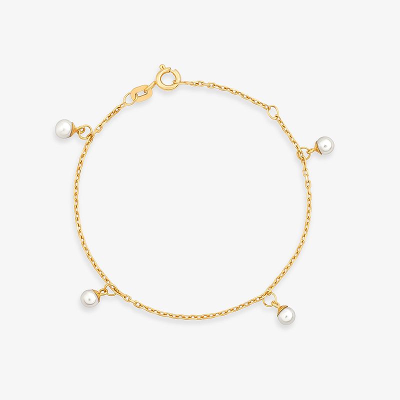 Pulseira Infantil Pérolas em Ouro Amarelo 18k – 14 cm