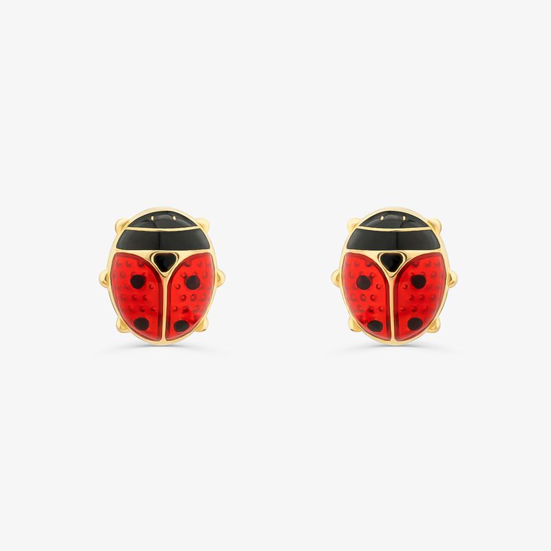 Brinco Infantil Joaninha em Ouro Amarelo 18k