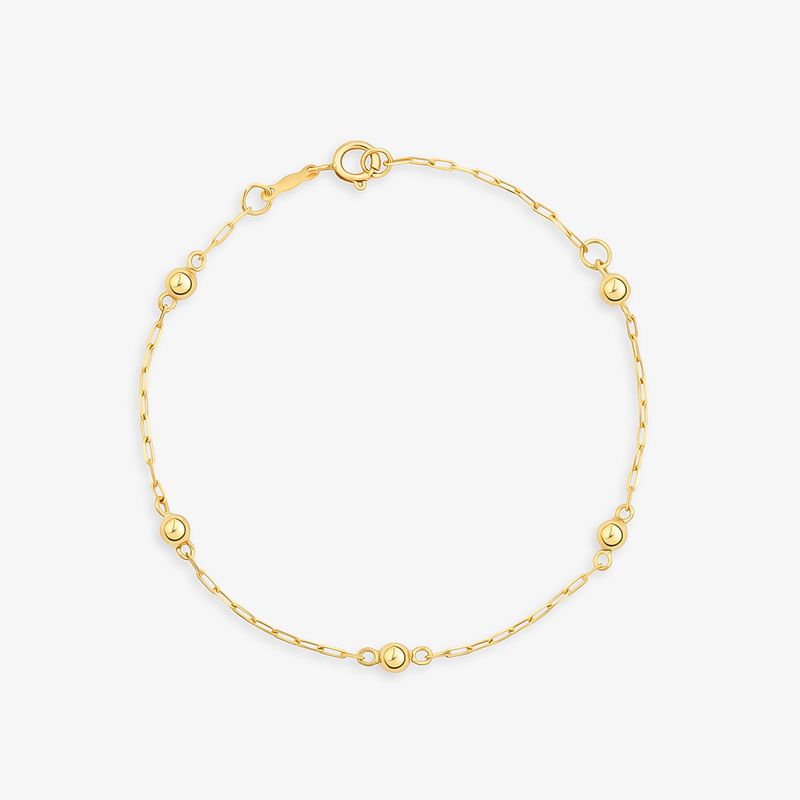 Pulseira Infantil Esferas em Ouro Amarelo 18k – 14 cm