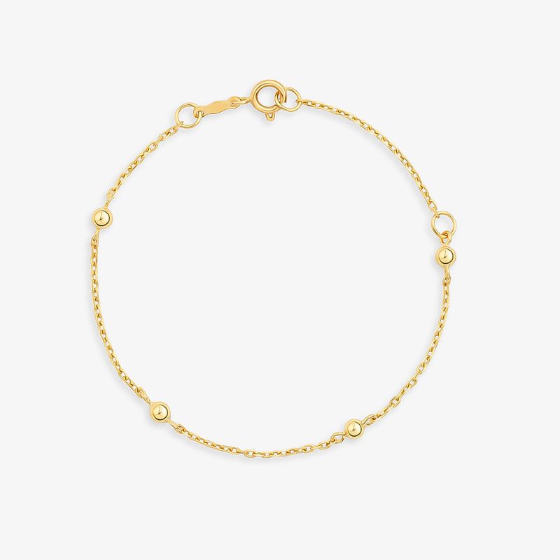 Pulseira Infantil Esferas em Ouro Amarelo 18k – 13cm