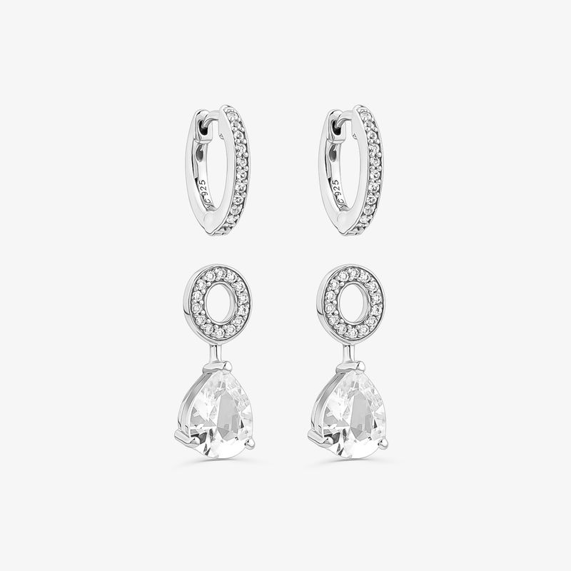 Brinco Argola Cadence em Prata 925 com Safira